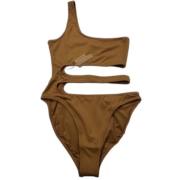 SKIMS Swim One Shoulder Monokini Almond Womens Small - Picture 1 of 12